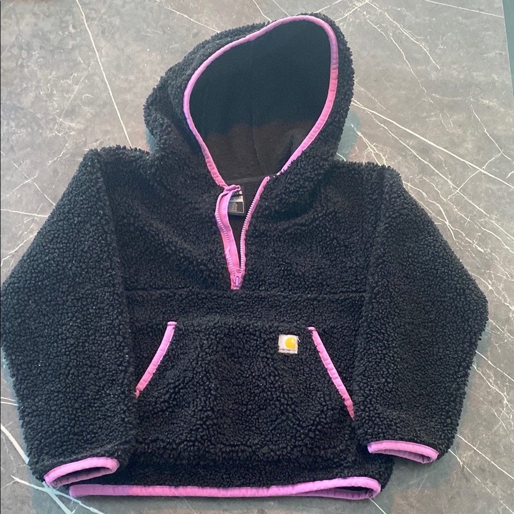 Carhartt Kids Black and Pink Fleece Hoodie